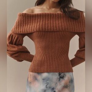 NWT Anthropologie- The Tessa Off-the-Shoulder Puff-Sleeve Sweater.
